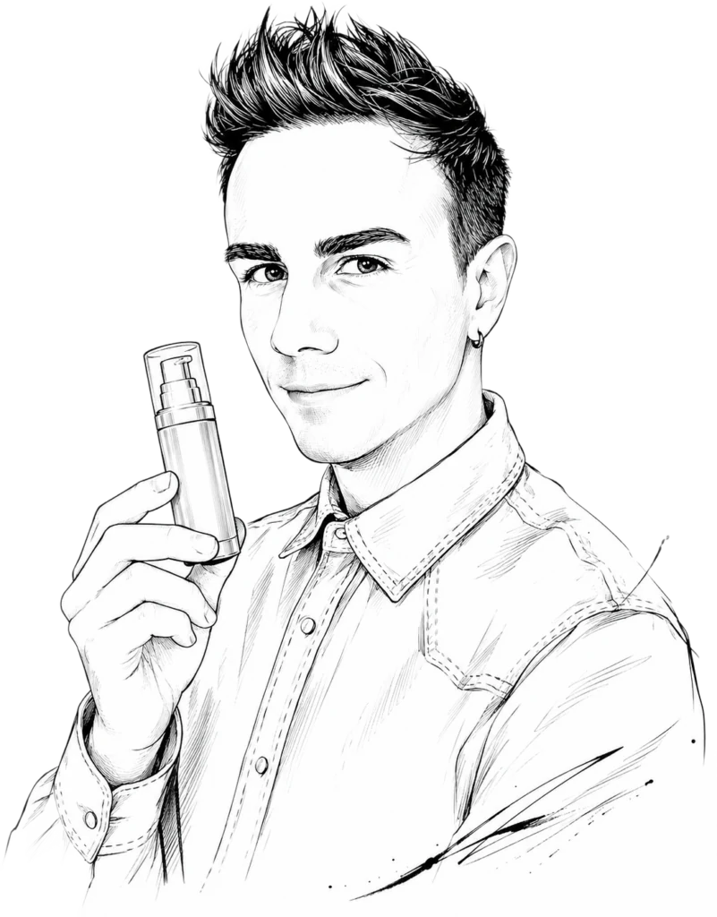 Illustration von David Silva mit einem Kosmetikprodukt